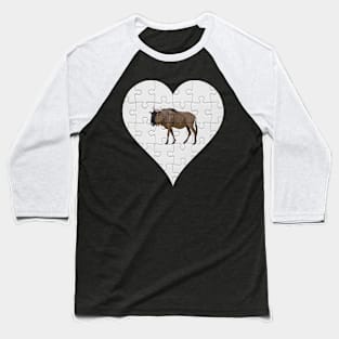 Jigsaw  Wildebeest Heart Design - Wild Animal Wildebeest Baseball T-Shirt